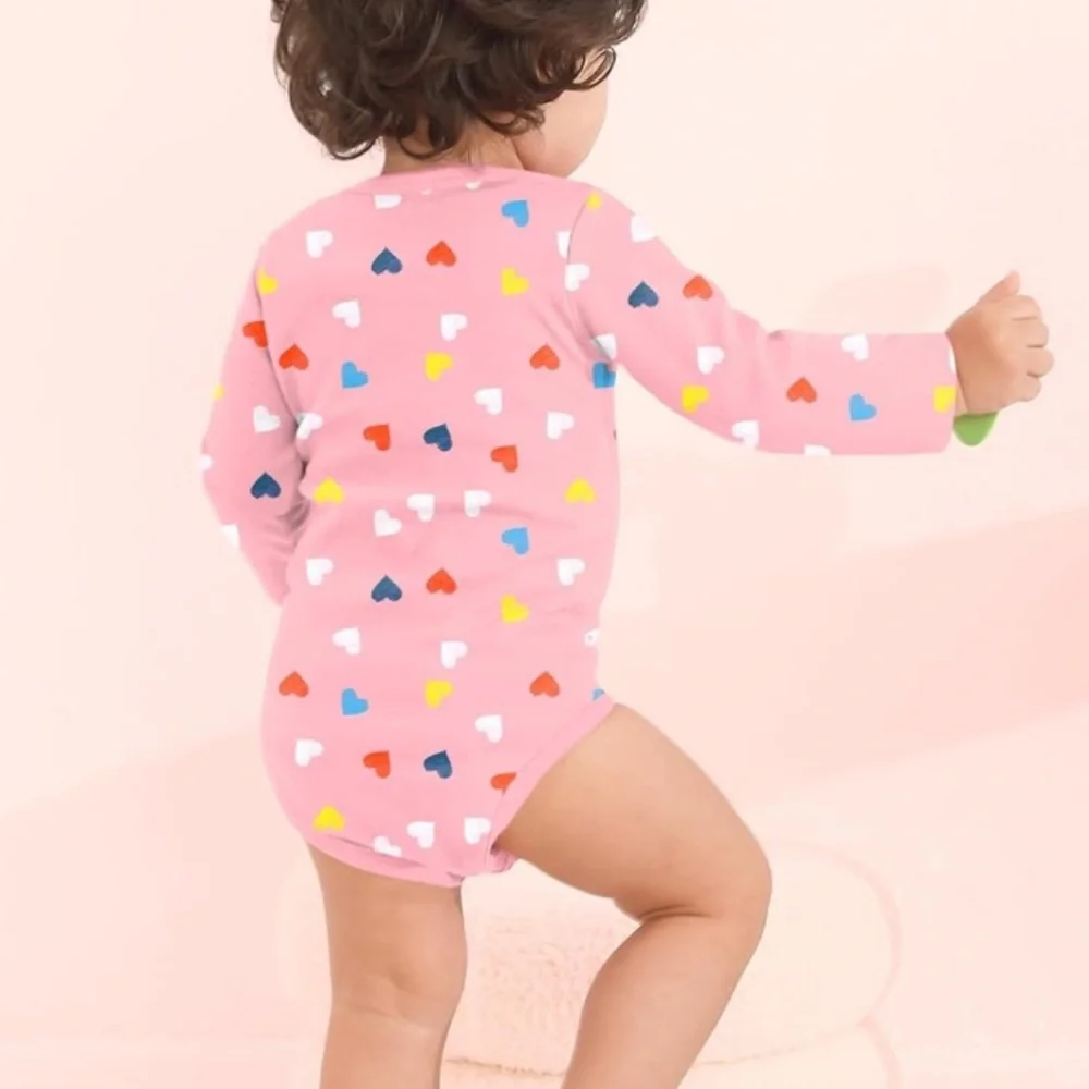 ⚡️ Pink Heart Print Long Sleeve Bodysuit Size 3-6m